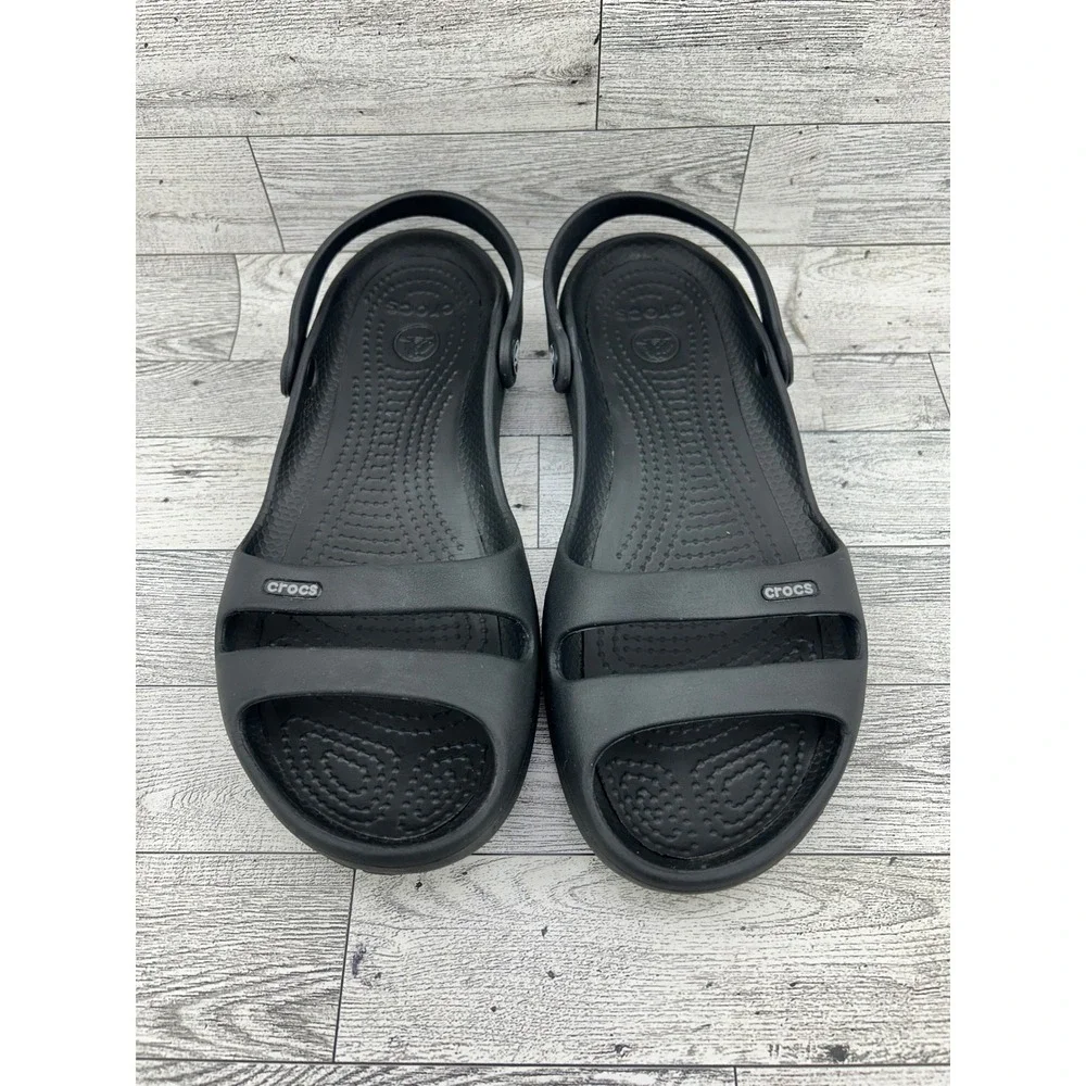 Crocs Cleo II Black Dual Strap Slingback Comfort Sandals Womens Size 9